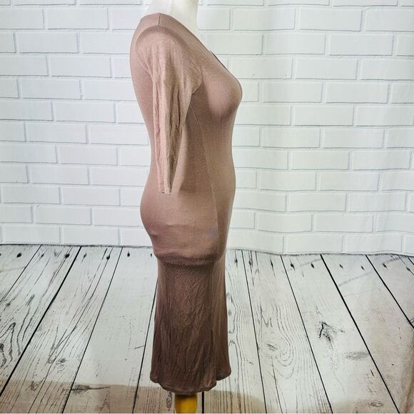 10/$25🦋 American Dream Brown/Tan 3/4 Sleeve Maxi Dress - Size XS - Picture 5 of 15